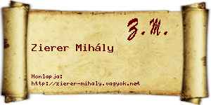 Zierer Mihály névjegykártya