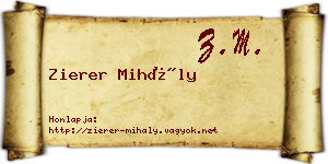 Zierer Mihály névjegykártya